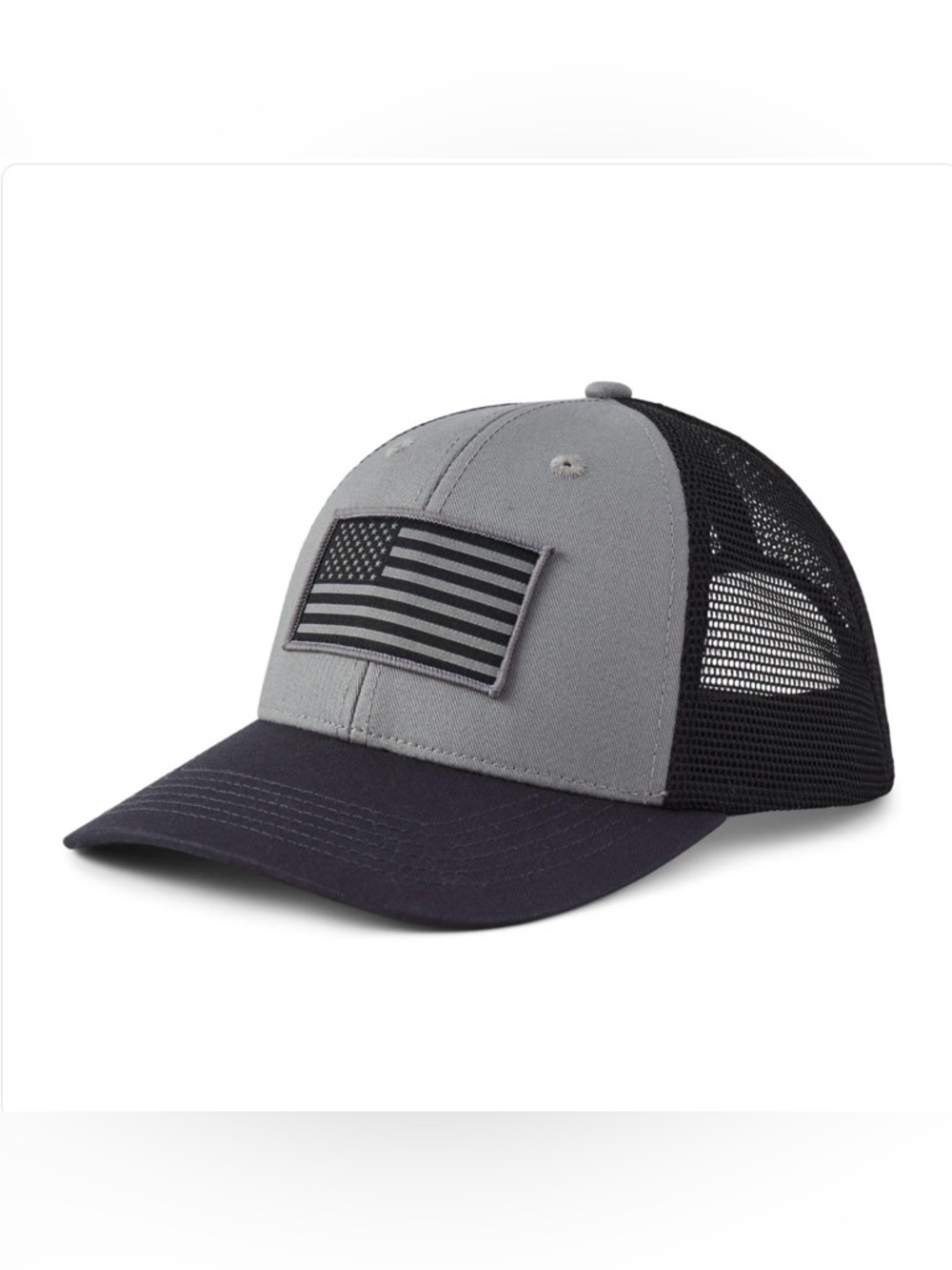 Adult Unisex Life Is Good American Flag Trucker Slate Grey NEW W TAGS